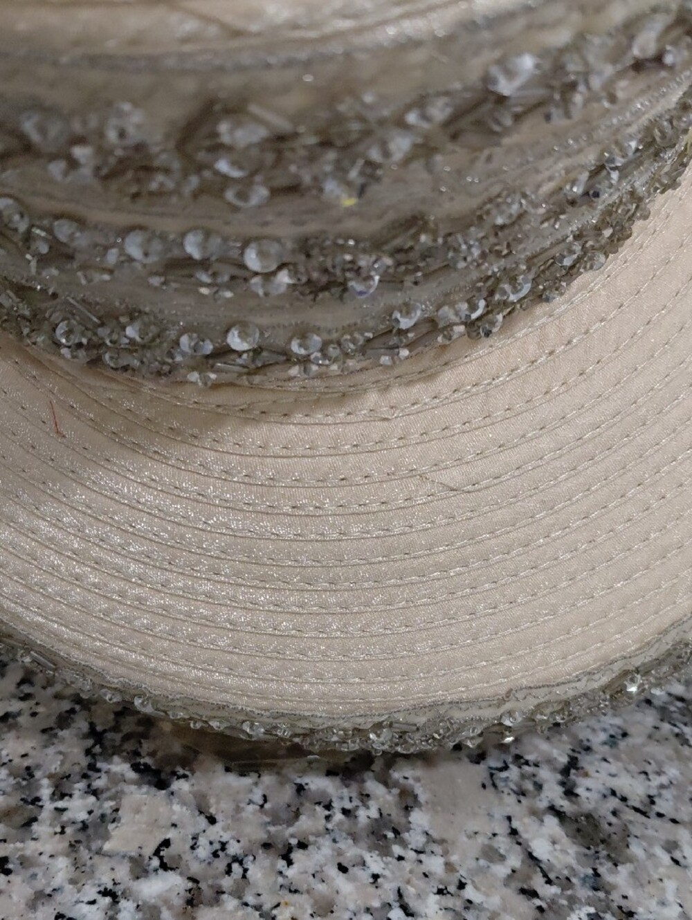 Elegant Cream Whitall Shon Wide-Brim Women's Hat with Bow and Rhinestones Beige - Picture 4 of 9